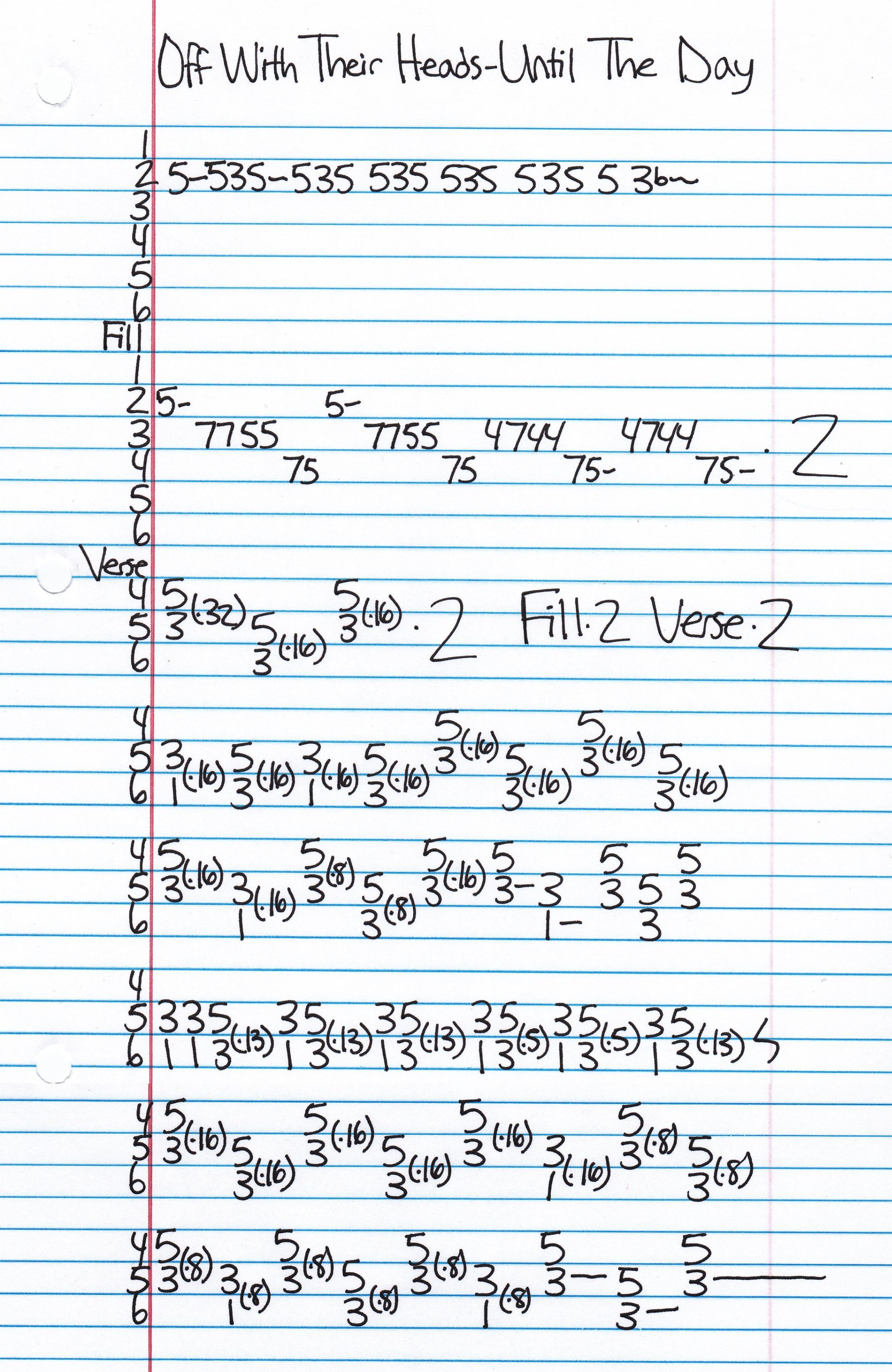 High quality guitar tab for Until The Day by Off With Their Heads off of the album From The Bottom. ***Complete and accurate guitar tab!***